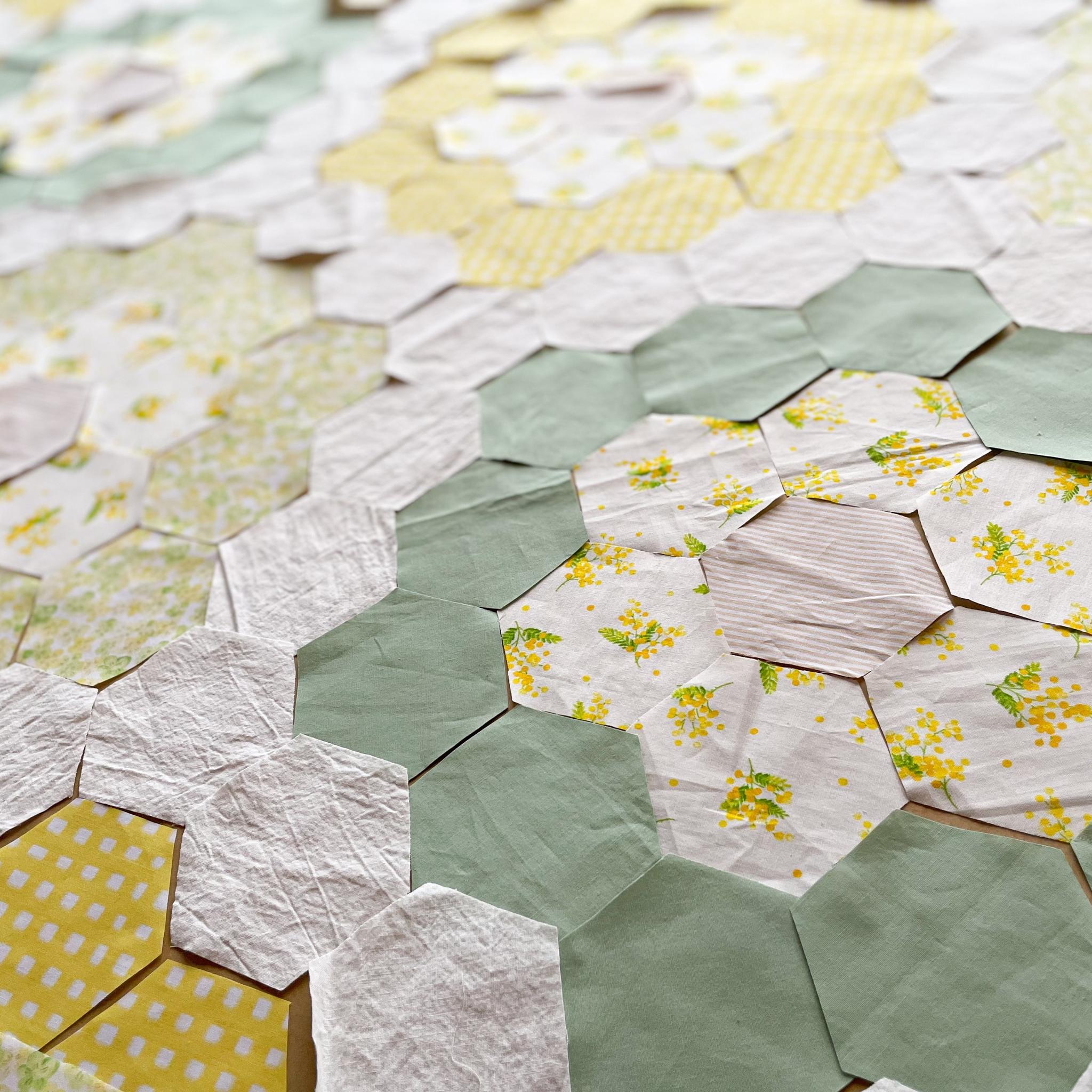 ミモザ咲く＊一点ものパッチワークキルト | 14枚目