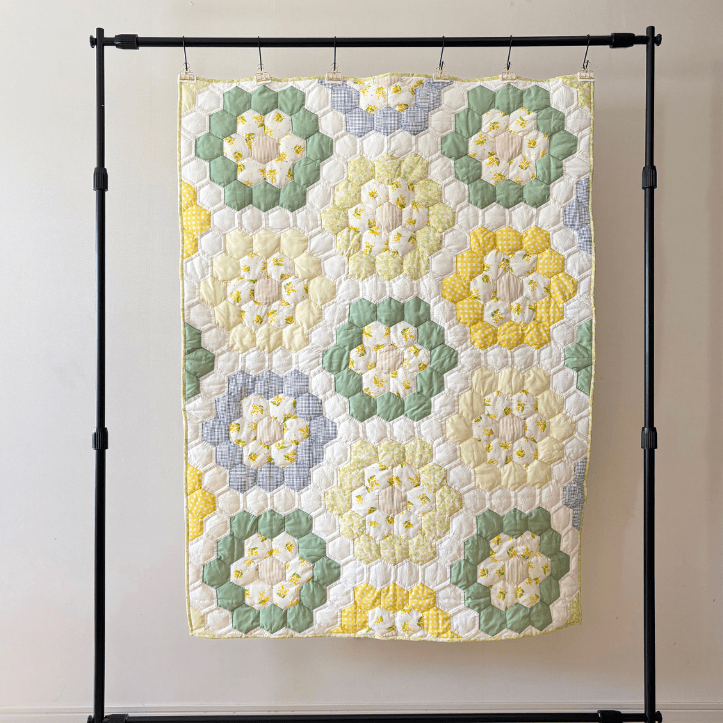 ミモザ咲く＊一点ものパッチワークキルト | 8枚目