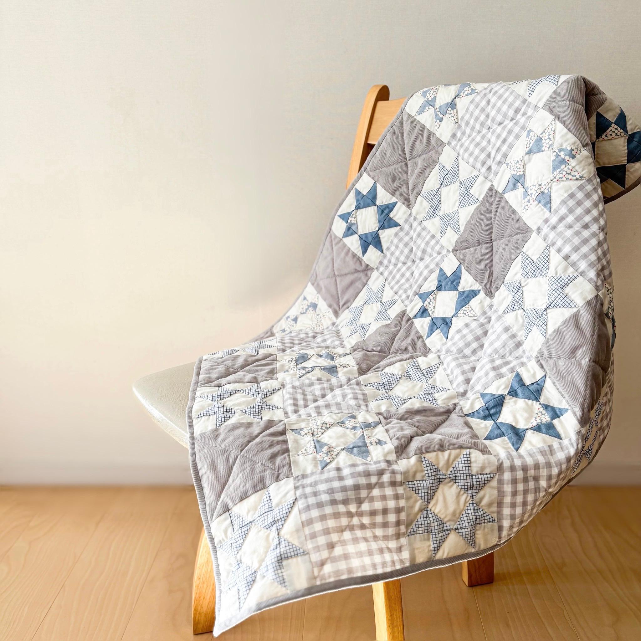 一点ものパッチワークキルト＊冬の星