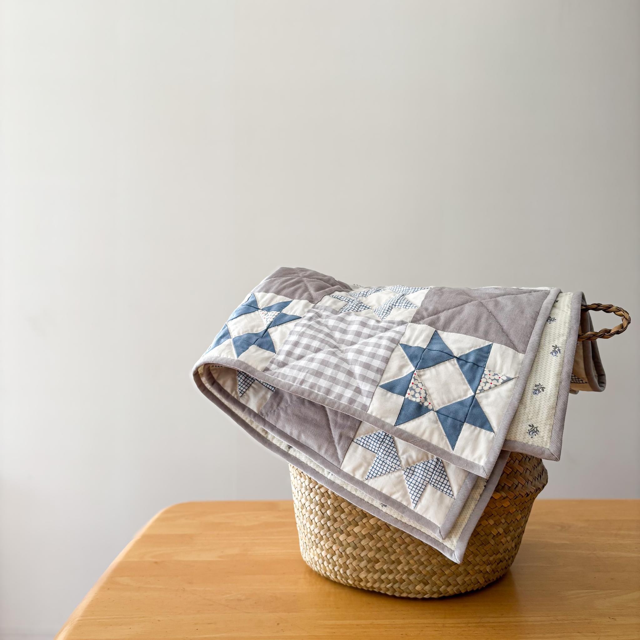 一点ものパッチワークキルト＊冬の星 | 10枚目