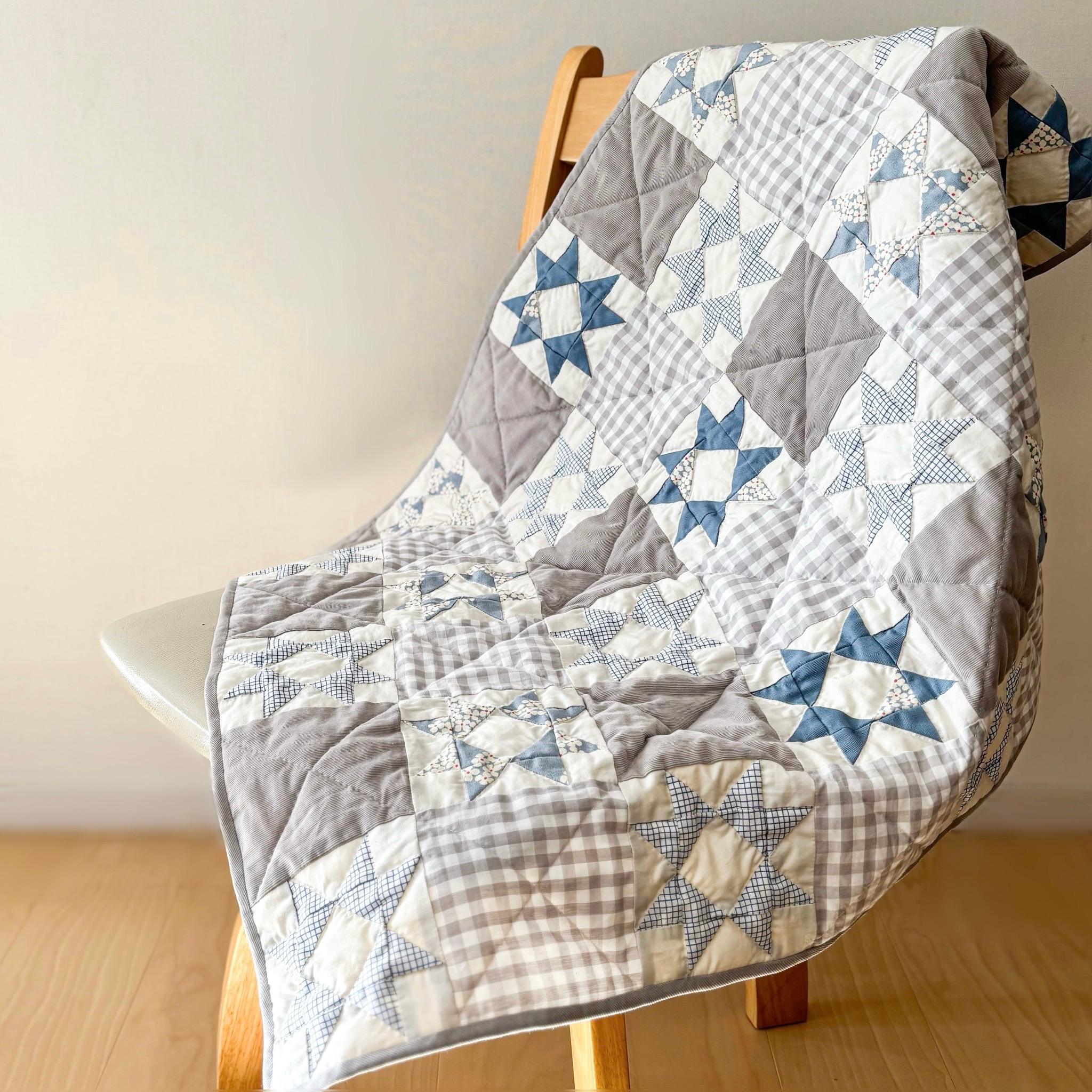 一点ものパッチワークキルト＊冬の星 | 11枚目