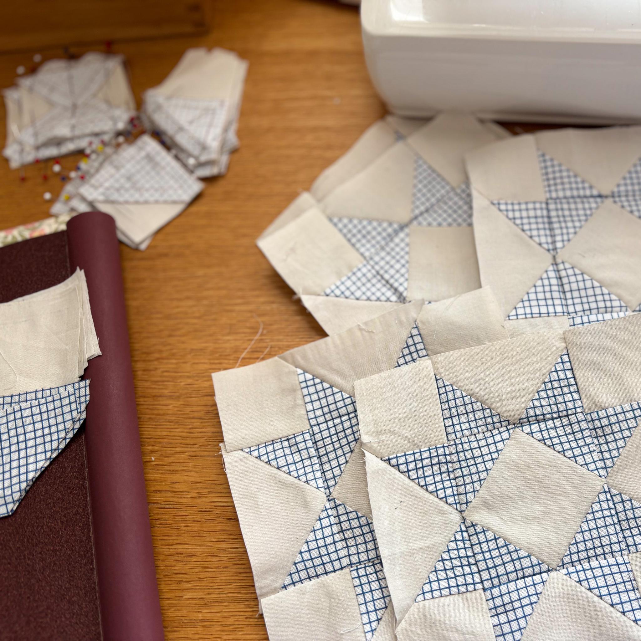 一点ものパッチワークキルト＊冬の星 | 13枚目