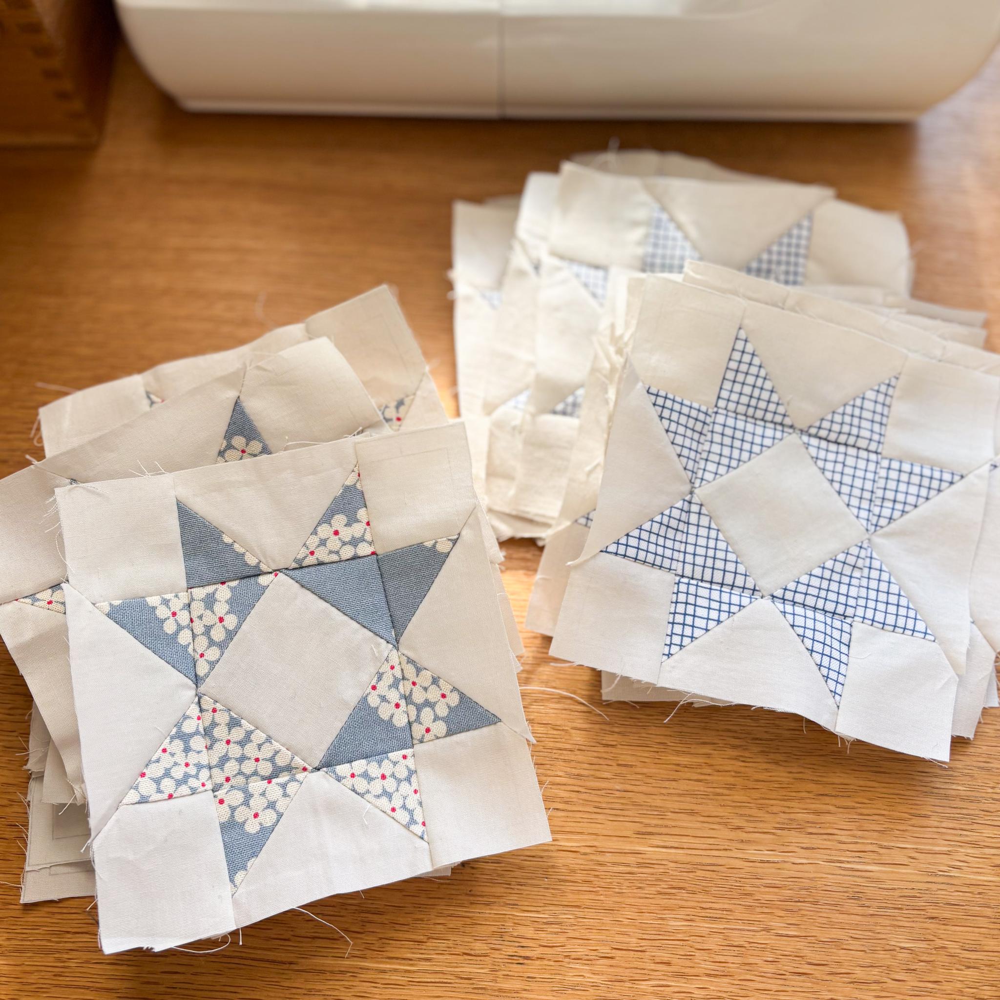 一点ものパッチワークキルト＊冬の星 | 14枚目